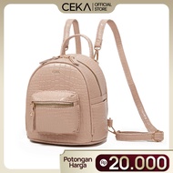 CEKA Tas Ransel Wanita Lonny Backpack Mini Tas Croco Backpack Mini Stylish Girl Tas Cewek Korea