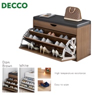 Decco Home Deco Shoe Rack Large Capacity Wooden Shoe Organizer Shoe Cabinet With Soft Pad Stool