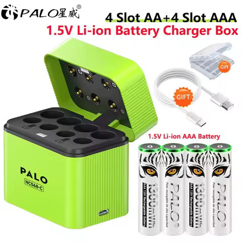 1.5V AAA Li-ion Rechargeable Battery Long-Lasting Lithium 3A Batteries + 8slots Intelligent Charger 