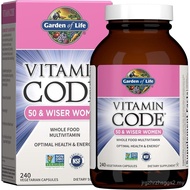 Garden of Life Multivitamin for Women 50 & Over, Vitamin Code Women 50 & Wiser Multi - 240 Capsules 