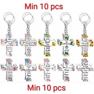 1 pc Acrylic Bible verse cross Keychain