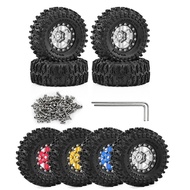 4Pcs 64*26mm 1.3 inch Metal Beadlock Wheel and Tire for 1/18 1/24 RC Crawler Car FCX24 FCX24M TRX4M 