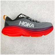 HOKA ONE ONE Bondi 8 Shock Absorption Sneakers Running Shoes Black gray red