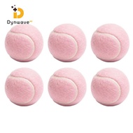 Dynwave 6 Pieces Pink Tennis Ball Stitched Seams Fuzzy Tennis Ball Standard Shape Training
