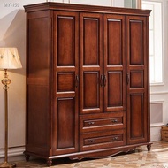 ►♣American solid wood wardrobe 2 doors 3 doors 4 doors 5 doors simple antique door with drawer stora