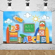 Polyester 6x3.6ft Back to School Banner First Day of School ABC Cartoon Theme Welcome Party Decorati