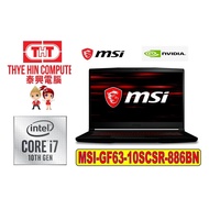 MSI-GF63-10SCSR-886BN[INTELCOREI7-10750H,8GBR4,512GBSSD,GTX1650TI4GBMAXQ,15.6"FHD144HZ,2YRS]