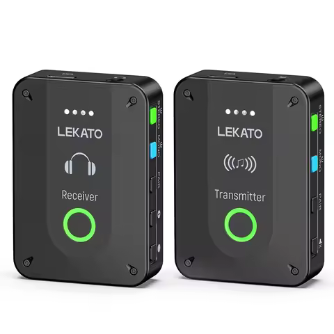 LEKATO MS-02 Wireless in Ear Monitor System 2.4G Stereo IEM with Transmitter Beltpack Receiver Autom