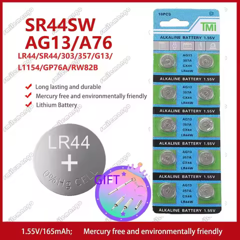 2PCS-50PCS 1.55V AG13 LR44 L1154 RW82 SR1154 SP76 pila SR44 Button Batteries A76 LR1154 GP7 Cell Coi