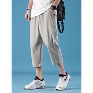 Ice Silk 7 Points Cropped Pants Men Summer Thin Style Trendy Loose 6 Six Points Shorts Casual Sports