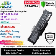 HICAP HP Laptop Battery AE03XL 3467mAh for HP 14-EE 14-EM 14-EP 15-FC 15-FD HP 240 G10 250 G10 Lapto