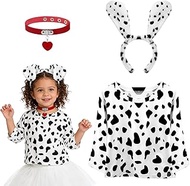 101 Days of School Dalmatian Costume - Cute Puppy Shirt with Ears Headband & Collar for Kids 3-10 Ye