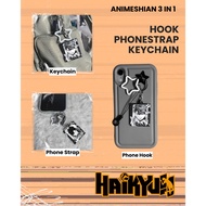 ANIMESHIAN - PHONE STRAP, Keychain, PHONE HOOK - HAIKYUU - 3IN1 - TSUKISHIMA OIKAWA KUROO KAGEYAMA A