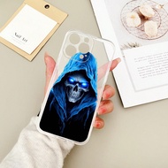 เคสโทรศัพท์ใสมินิมอล ชิ้นเดียว ลายหน้าผีโปร่งใส พิมพ์ UV ปกป้อง TPU สำหรับ iPhone 16 Pro Max, Galaxy