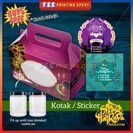 RAYA Kotak Kuih Hari Raya | Hari Raya Box with Handle | Raya Sticker Label 5cm