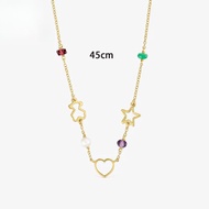 TOUS 9 Kt Gold Patterned Necklace With Gem Silhouette Suitable For Women Birthday Gift Valentine'S D