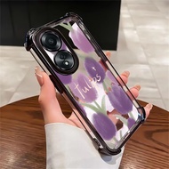 Case For OPPO A58 4G A58 5G A78 A58X 5G Phone Tulip Transparent Silicone Protective Cover
