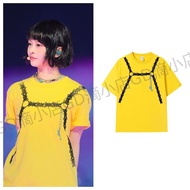 6.1 fcnewjeans Concert hanni Same Style Japanese Cute Style Bear Zipper Printed Short Sleeve Female 