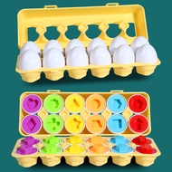 Matching Eggs Easter Toy Montessori Colors Shapes Recognition Kids Educational Color Sorting Toy for