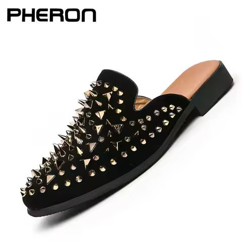 Slip On Men Spike Shoes Black Masculino Chaussures Homme Luxe Comfortable Shoes Loafers 7#23/10D50 P