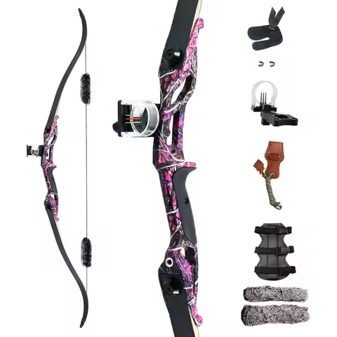 56 Inch Takedown Recurve Bow and Arrow Set Archery Longbow Hunting Bow Kit Right Handed 30-50lbs for