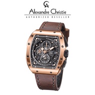 [Official Warranty] Alexandre Christie 6411MCLBRBA Leather Strap 45mm Men Watch Water Resistant Chro