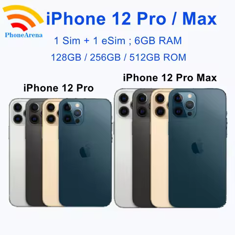 Original iPhone 12 Pro / 12ProMax 128GB 256GB ROM 6GB RAM 6.1' & 6.7' Super Retina OLED Face ID 5G U