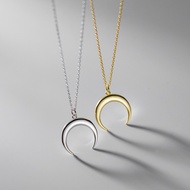 [Ready Stock] Nalan s Silver Classy Women Simple Crescent Curved Necklace Sweet Clavicle Chain D9325