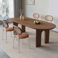 Rectangular Island Dining Table Semi-in-One Oval Solid Wood Desk Household Dining Table Chair Arc Ba