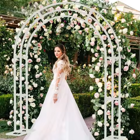 Heavy Strong White Metal Wedding Arch Garden Arbor Frame, Floral Backdrop Stand, Pergola for Indoor