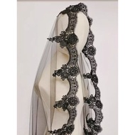 Black Veil Theme Retro Veil Single Layer 1.5m Black Veil Veil Photo Props COS Halloween/Ttdw
