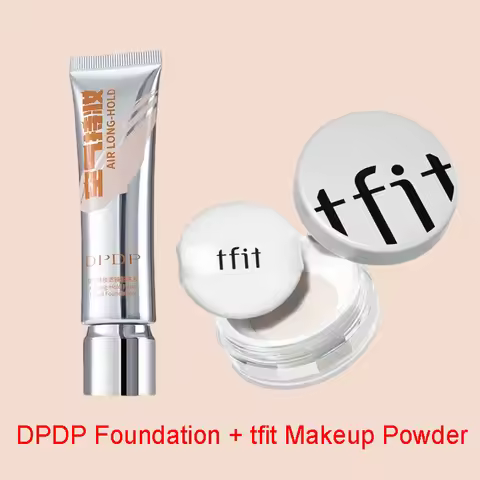 DPDP Foundation and TFIT Powder Set No-Makeup Removal Natural Concealer Perfect for All Skin Base Ma