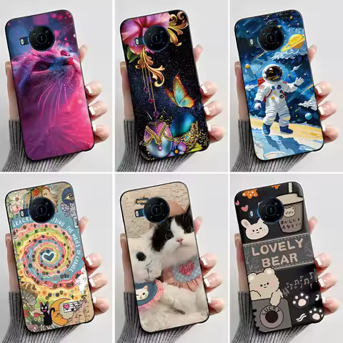 Casing For Nokia X100 X20 X10 Aesthetic Fashion Cute Cat Astronaut Black TPU Soft Silicone Protectiv