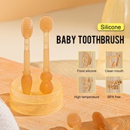 💥【stock】3 in 1 Silicone Baby Toothbrush Cup Set 0-18M / Toddler Teeth Brush / Tongue Coating Cleaner