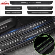 Mercedes Luminous Carbon Fiber Car Door Sticker Protector Auto Threshold Strips Sticker Anti Scratch For Mercedes Benz EQE W207 W211 W205 W212 W204 W220 W206 W124 W213 W218 W222