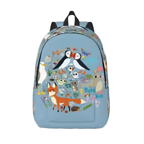 Puffin Rock Oona Baba Cool Backpack Lightweight High School Work Cartoon TV Watercolor Daypack Men W