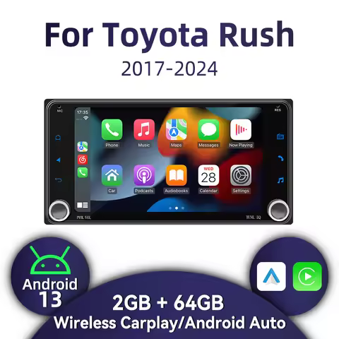 2Din Android Radio for Toyota Rush 2017-2024 7" Screen Wireless Carplay Car Multimedia GPS Navigatio