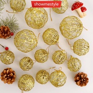 SMS Christmas Gold Glitter Iron Wire Ball Vintage Christmas Tree Decor Hanging Christmas Gift Wrap E