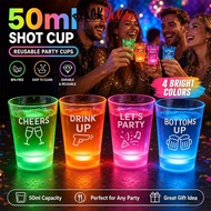 BLACKFUNNY 50ml LED Vibration to Light Up Shot Glasses Plastic Flashing Party Cups with Batteries fo