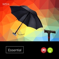 Agegracefully CarbonBond Essential, Smart 2 in 1 Umbrella &amp; Walking Stick Lights Manual Alarm, WS14