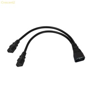 Crescent2 IEC 320 C14 Male to 2x C13 Female Splitter Power Cord Extension Power Cable
