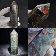 Actual Product 82mm/93g Africa Heliotrope / Bloodstone Crystal Energy Tower非洲玛瑙红血石水晶能量柱子