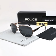 Kacamata Hitam Pria POLICE Mewah Logam POLARIZED + Hardcase