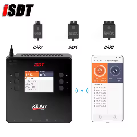 ISDT K2 Air AC 200W DC 500Wx2 20A Dual Channel Balance Lipo Charger Discharger for Lipo NiMh Pb Batt