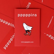 滑板鬼 (紅) 琺瑯別針