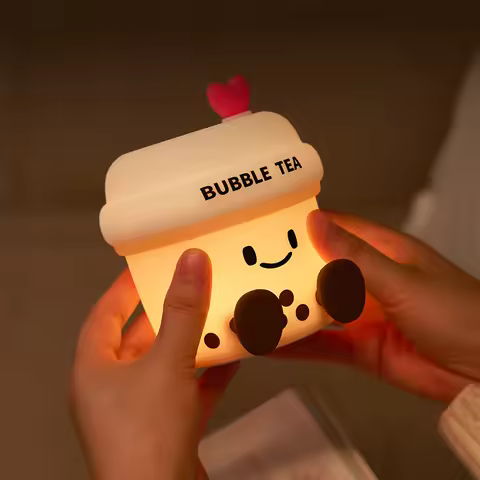 Cartoon Milk Tea Cup Night Light Not Dazzling Children Bedroom Bedside Night Light Child Girl Birthd