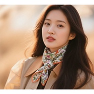 [K-Style] 100% Cotton Floral Scarf/Bandana - Lightweight & Breathable Square Scarf (53x53cm)