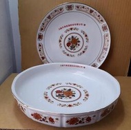 早期大同瑞士花圓瓷盤 羹盤 湯盤 -大榮汽車貨運公司 -直徑27/28.5公分-合售