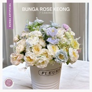 BUNGA ROSE KEONG CABANG 7-BUNGA BUCKET PEGANGAN PENGANTIN-BUNGA ARTIFICIAL DEKORASI HIASAN RUMAH (ME