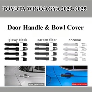 TOYOTA WIGO/AGYA 2023- 2025 Chrome Carbon Black Car Door Handle Bowl Cover Exterior Accessories